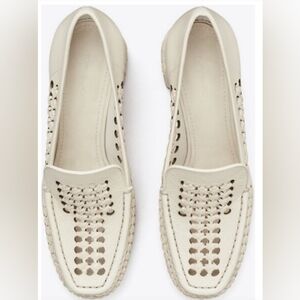 NIB- Tory Burch Raffia Woven White/Cream Pump Loafers Sz 9